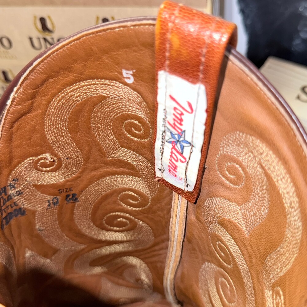 Tony Lama Full Quill Ostrich Boots Size 10E Brown Leather Cowboy